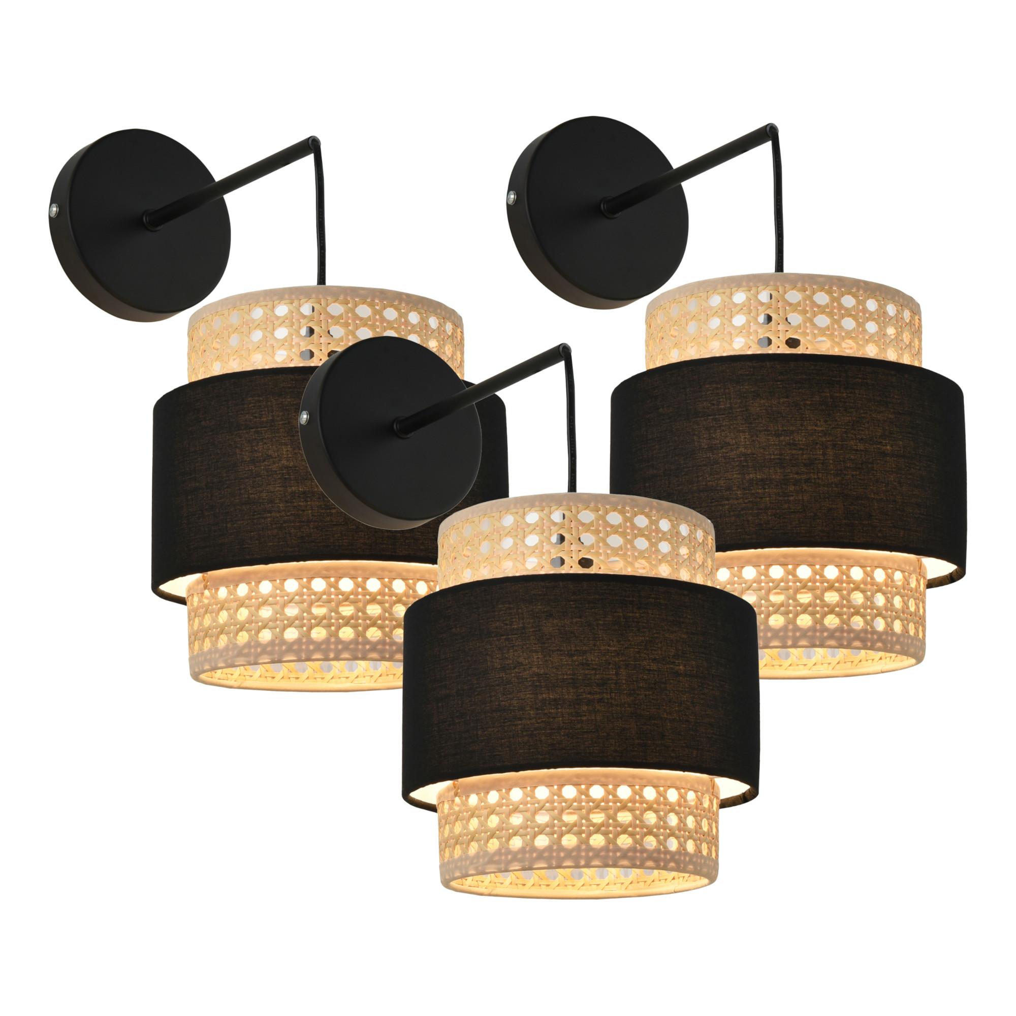 WANDLEUCHTE-SET 3 TLG. Southampton - Beige/Schwarz, Kunststoff/Metall (30/36/18cm) - lux.pro