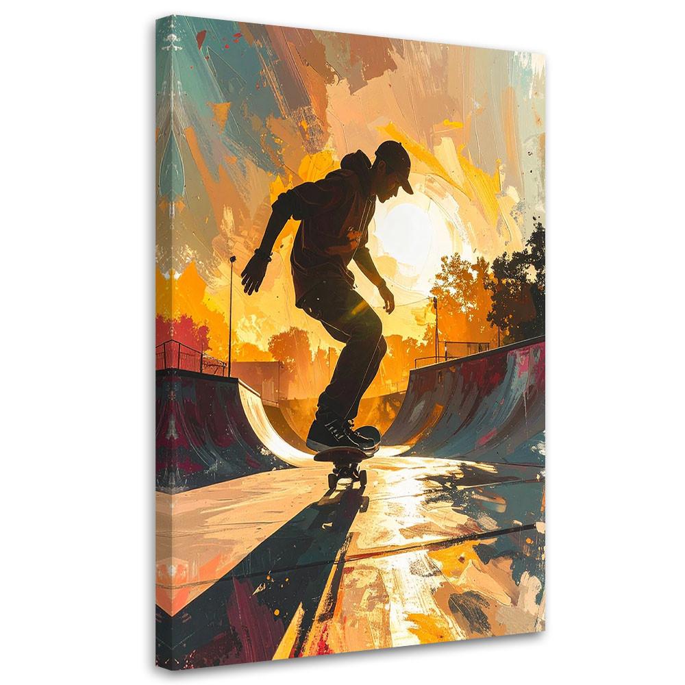 WANDBILD, Skater auf Skateboard Straßenkunst - Multicolor, Textil (60/90cm) - Feeby