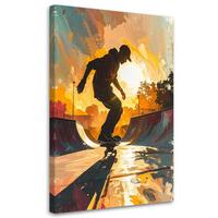 WANDBILD, Skater auf Skateboard Straßenkunst - Multicolor, Textil (60/90cm) - Feeby