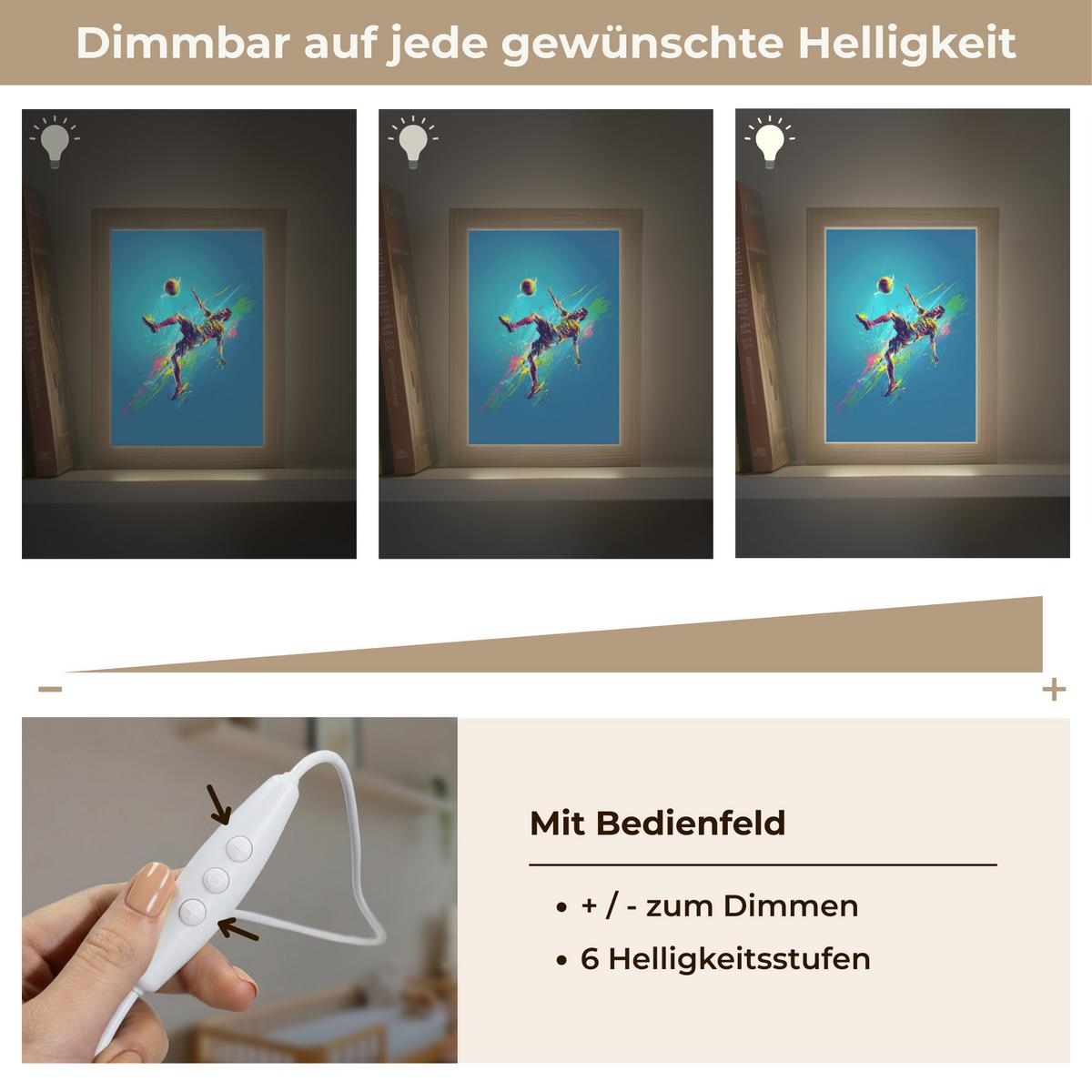 NACHTTISCHLAMPE Fußballer - Farbspritzer - Farbenfroh - Ball 15x20 cm - Blau, Holzwerkstoff (8/15/20cm) - OnlyWow