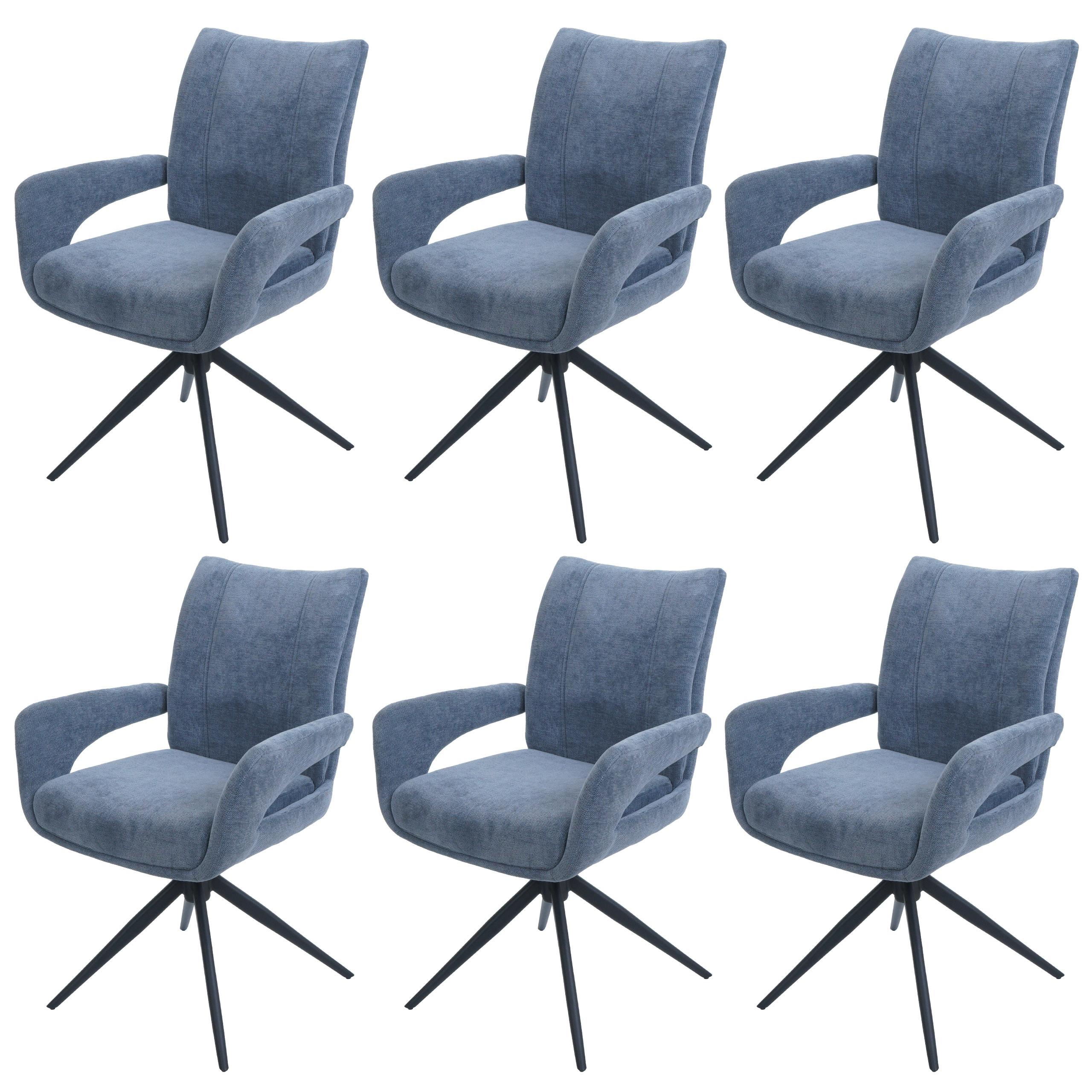 ESSZIMMERSTUHL Grau, Blau 6er-Set - Blau/Blaugrau, Textil (60/90/60cm) - MCW