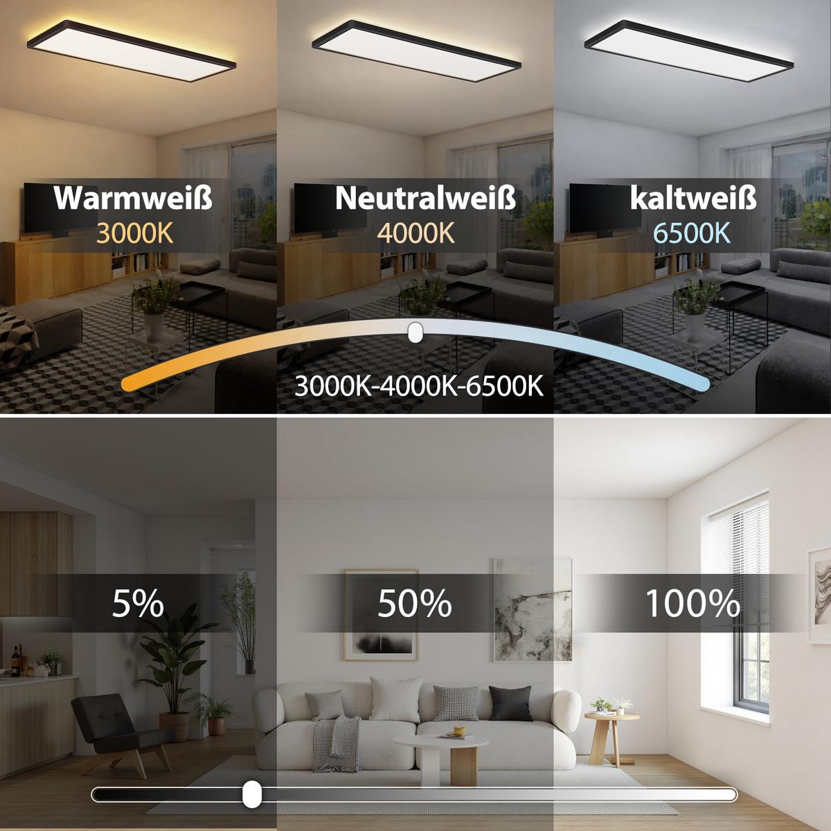 LED DECKENLEUCHTE Vexith 58/20/3.1 cm - Schwarz, Kunststoff (58/20/3.1cm) - ZMH
