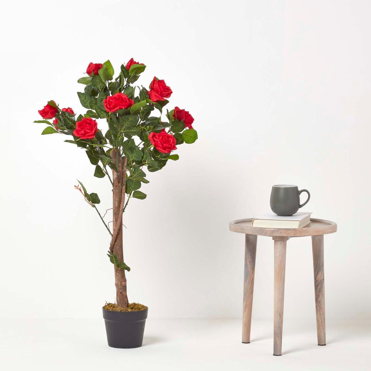 KUNSTBAUM Rosenstock rot, 90 cm - Rot, Kunststoff (90cm) - Homescapes