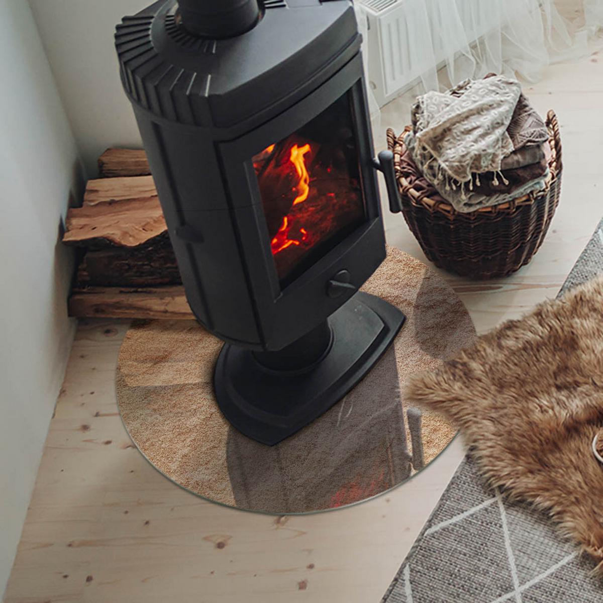 GLASPLATTE für Kamin Ø 60 cm - Beige, Glas (60/60/0.4cm) - TULUP