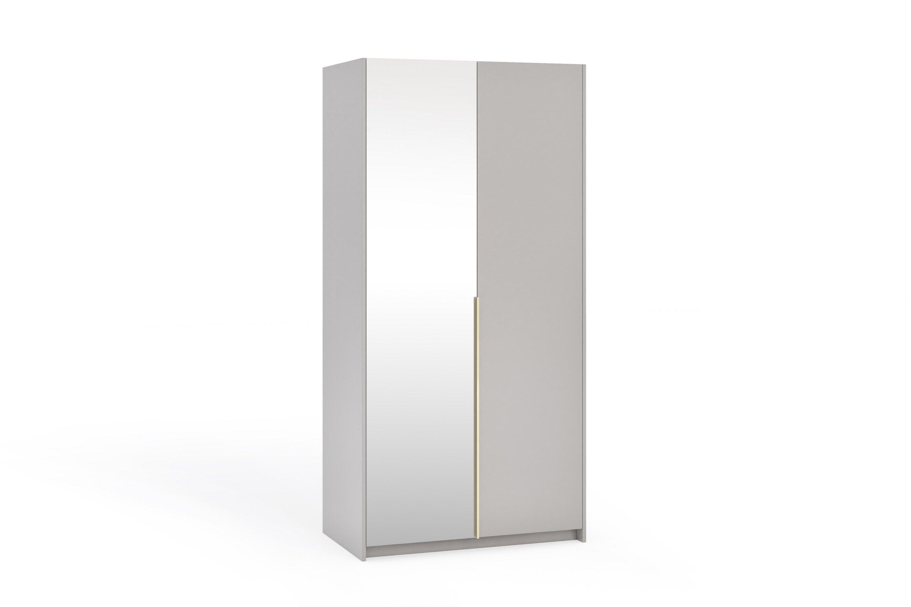 DREHTÜRENSCHRANK THALIA 100/204/58cm 2-türig mit Spiegel Kaschmir - Kaschmir, Holzwerkstoff (100/204/58cm) - MASSENO