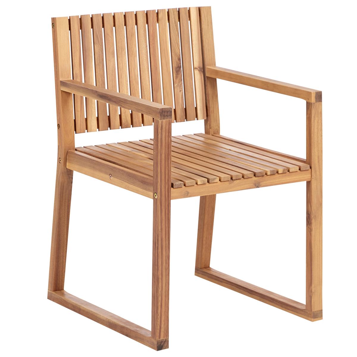 GARTENSTUHL 2er-Set Hellbraun/Hellgrau Sassari Premium - Hellbraun/Grau, Holz (54/80/59cm) - Beliani