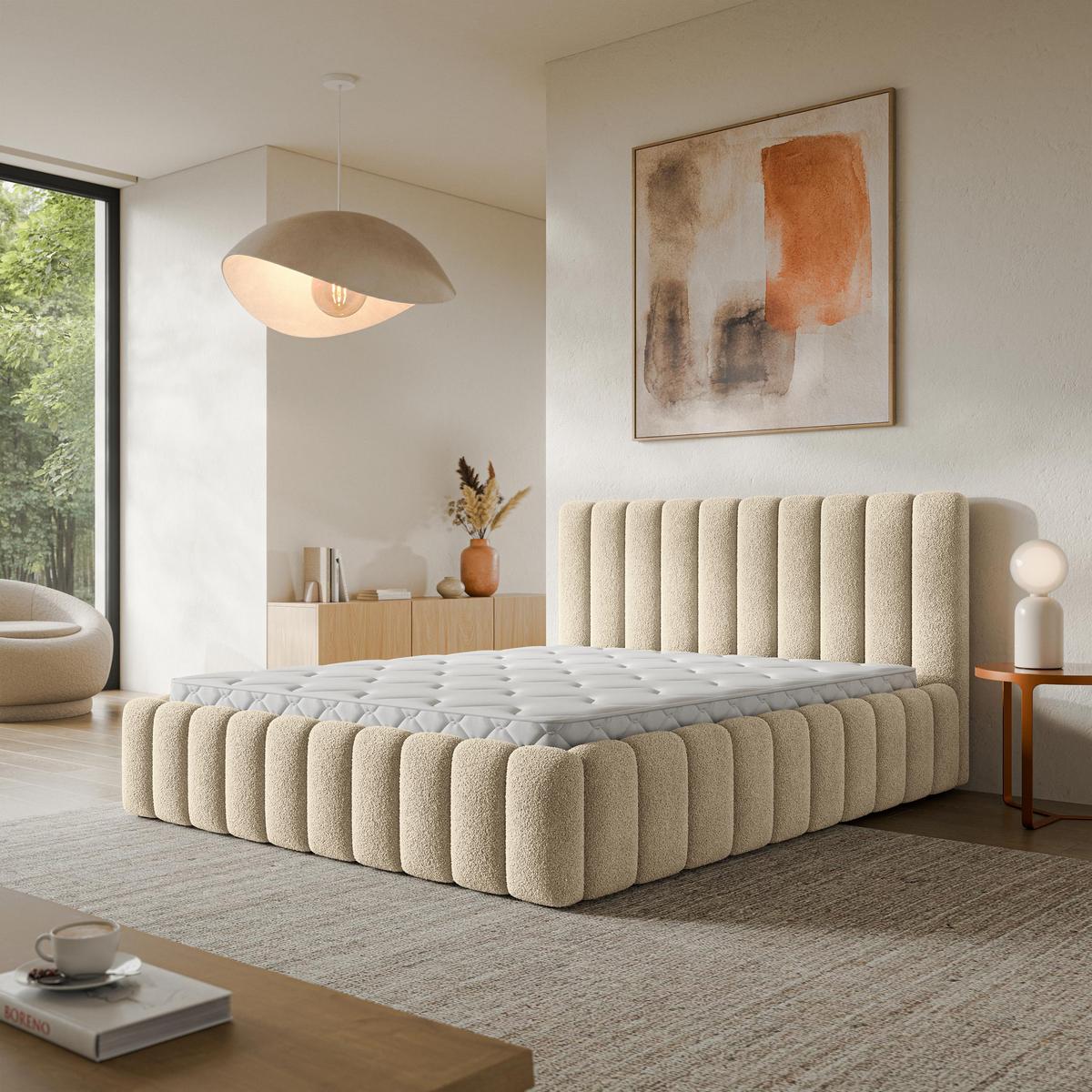 POLSTERBETT TEBA 120x200 cm mit Bettkästen - Creme - Creme, Holz (120/200cm) - MASSENO