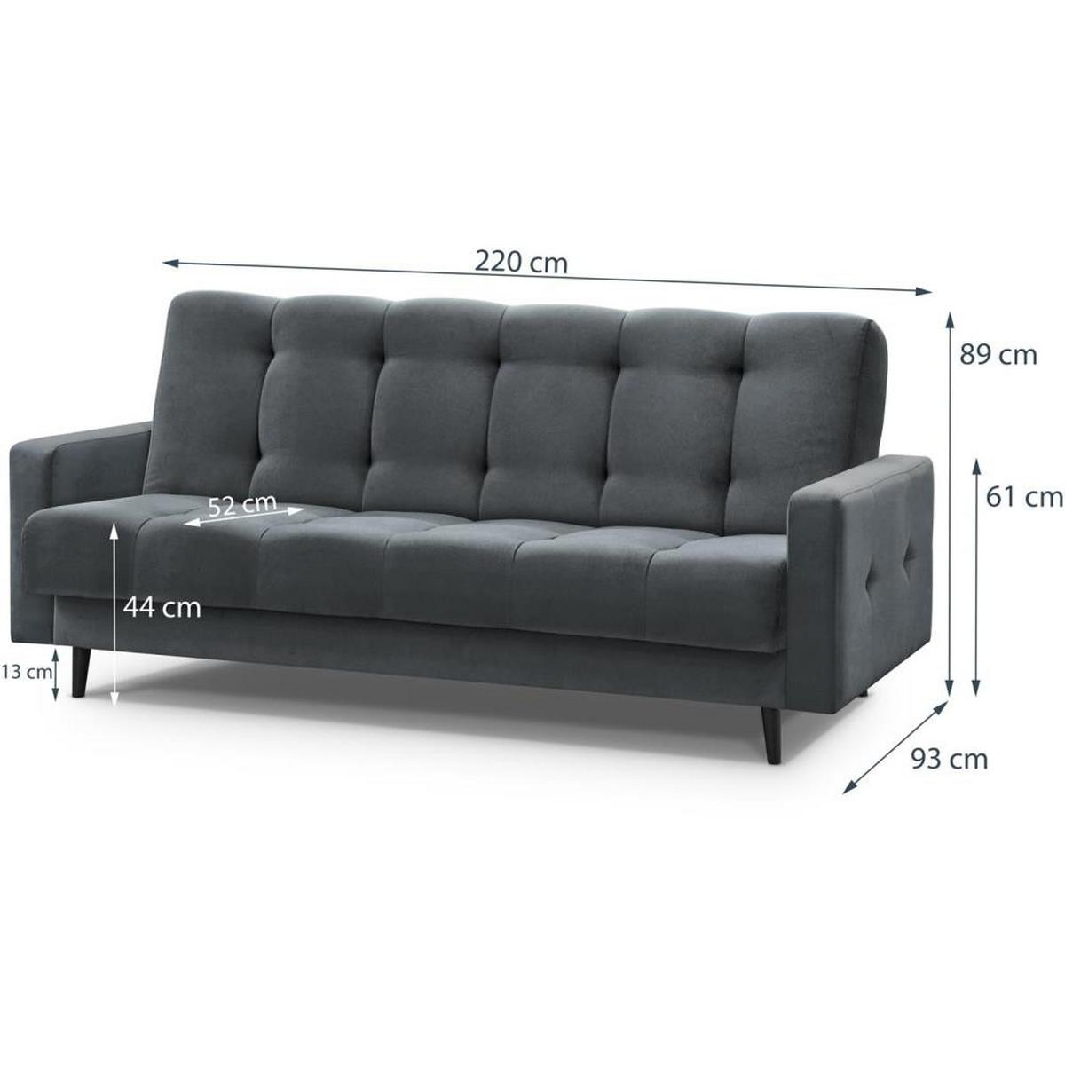 3-SITZER Schlafsofa Nancy Bis grau - Grau, Holz/Textil (220/89/93cm) - Beautysofa