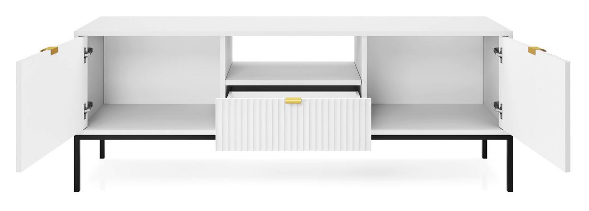 TV-SCHRANK Vellore Weiß 154 cm - Goldfarben/Schwarz, Holzwerkstoff/Metall (154/56/39cm) - Selsey