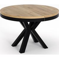 ESSTISCH Clara runder ausziehbarer, Craft Eiche 100-180/100/76 cm - Eiche Wotan/Schwarz, Holzwerkstoff/Metall (200/100/76cm) - WFL GROUP