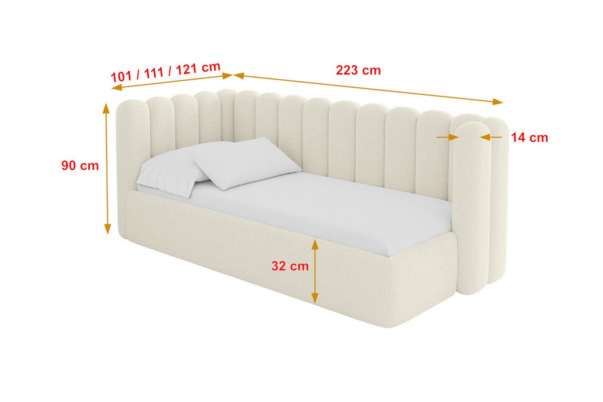 EINZELLBETT Jugendbett mit Bettkasten und Matratze H3/H4, Rechts - HUGY 100x200 Beige - Champagner, Holzwerkstoff/Textil (100/200cm) - ALTDECOR