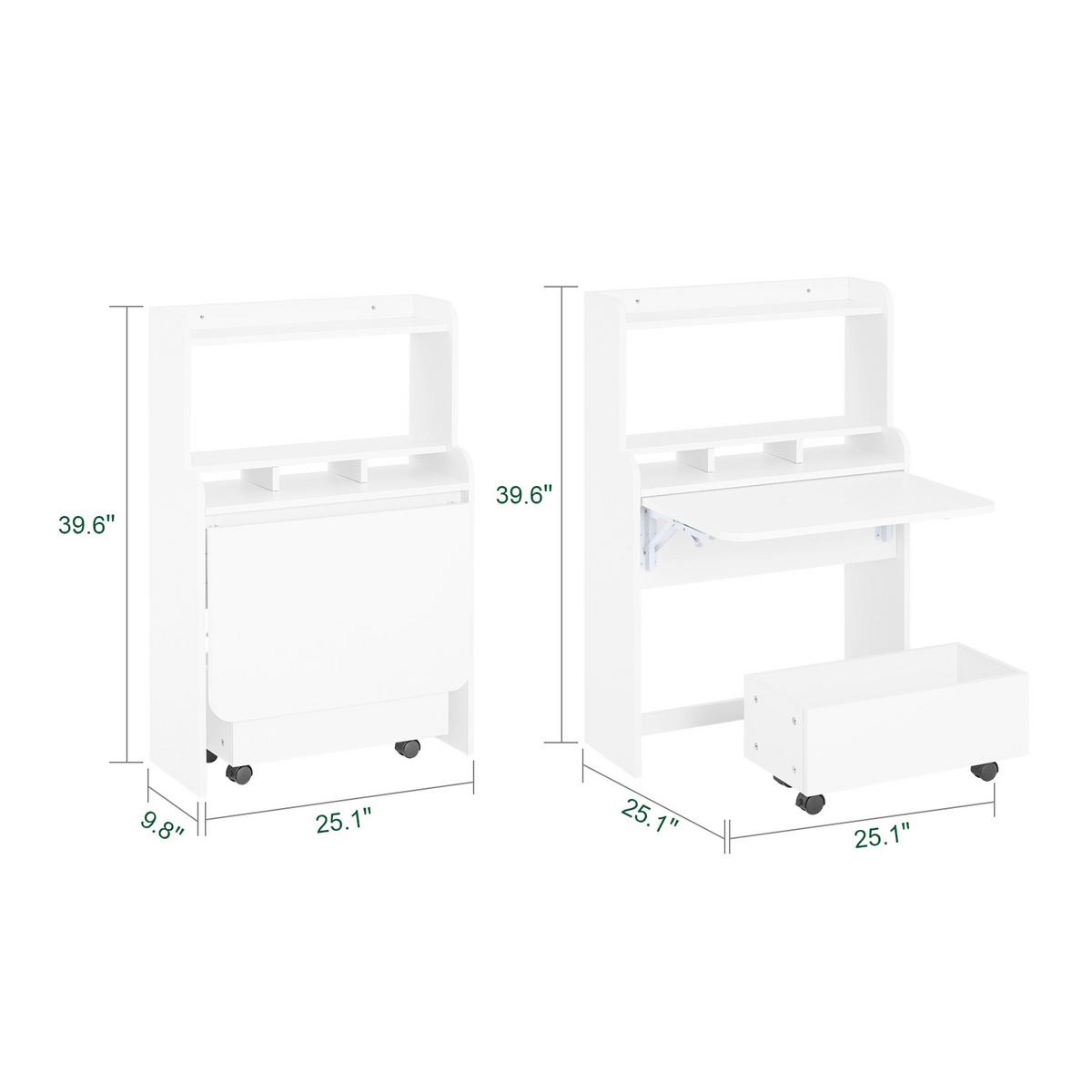 KOMPAKT-SCHREIBTISCH klappbar mit Rollwagen FWT105-II-W - Ahornfarben, Fell (61/25/100cm) - SoBuy