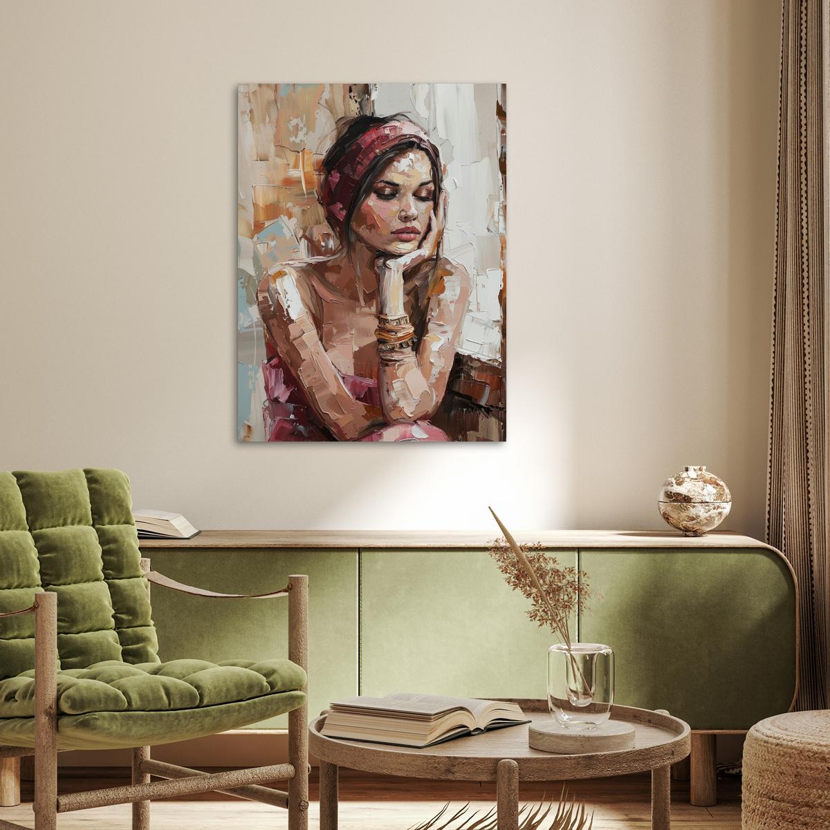 POSTER Frau - Lackierung - Porträt - Modern Deko Wohnzimmer 60x80 cm - Altrosa, Papier (60/80/0.1cm) - MuchoWow