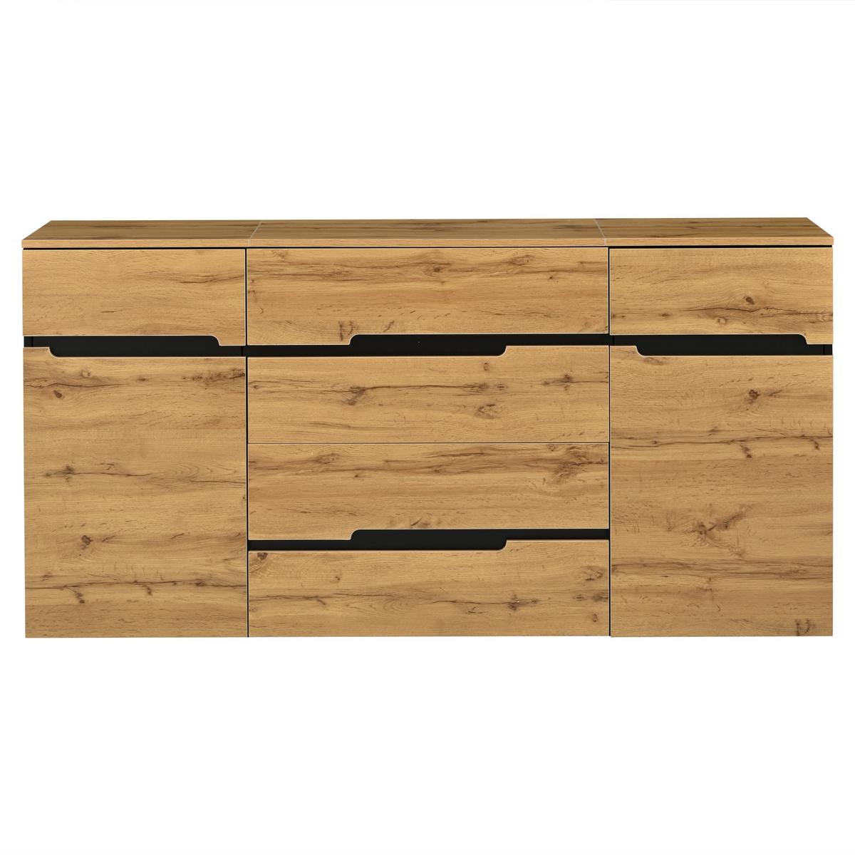 SIDEBOARD 160x80 cm in Holzoptik & Schwarz - Sonoma Eiche, Holzwerkstoff (160/80/40cm) - Urban Meuble