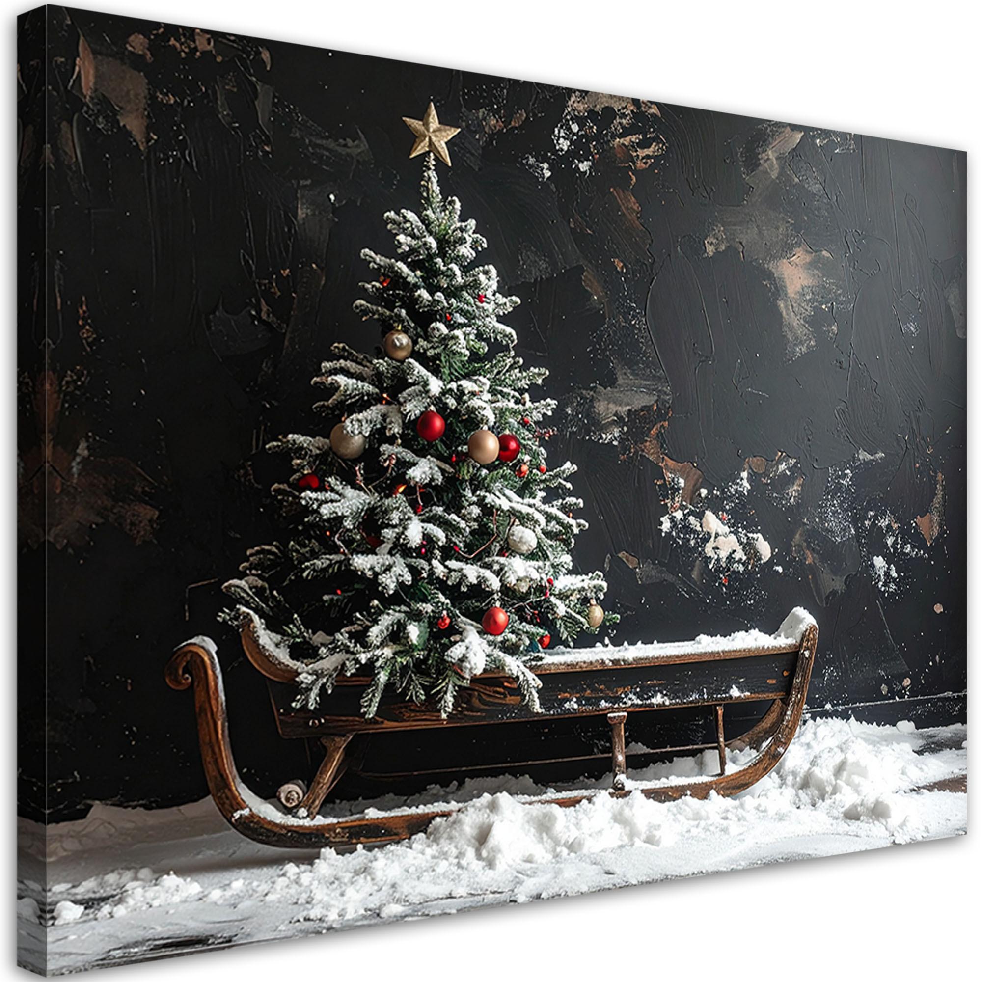 LEINWANDBILD Weihnachten 30x20cm - Schwarz, Textil (30/20cm) - Feeby