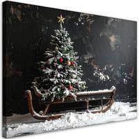 LEINWANDBILD Weihnachten 30x20cm - Schwarz, Textil (30/20cm) - Feeby