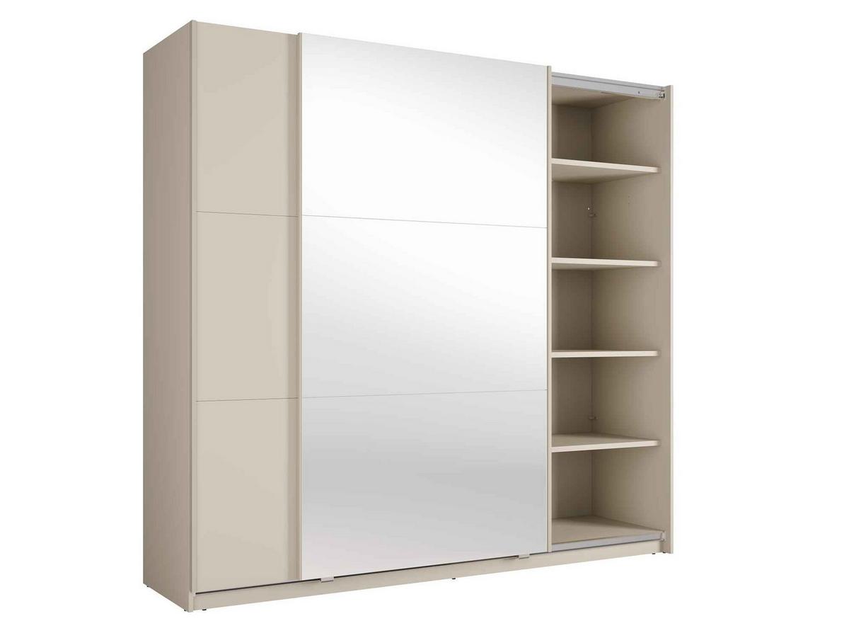 SCHWEBETÜRENSCHRANK RADEN 221/207/60cm 2-türig mit Spiegel Beige - Beige, Holzwerkstoff (221/207/60cm) - MASSENO