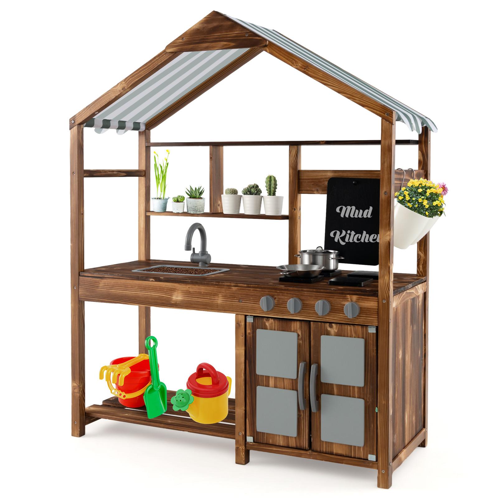 KINDERKÜCHE Outdoor Natur - Naturfarben, Holz (42/100/126cm) - COSTWAY