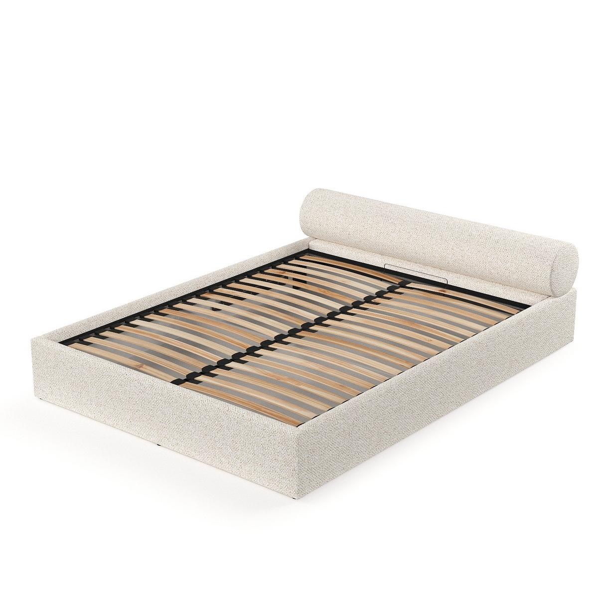 POLSTERBETT Solvo mit Stauraum 160/200 cm Creme im Blur Stoff - Creme/Schwarz, Holz/Holzwerkstoff (160/200cm) - AltaBeds
