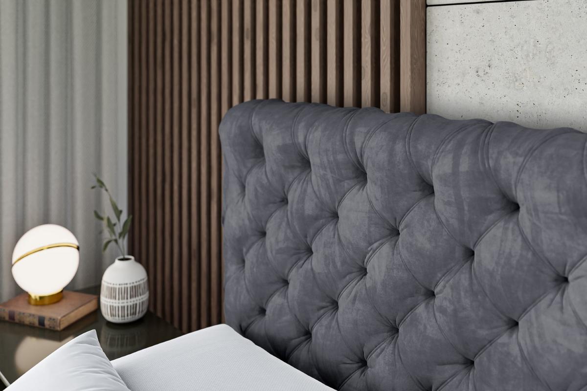 BOXSPRINGBETT BOXI8-Z KING - 140x200 - H3/H4 - Dunkelgrau - Dunkelgrau, Holzwerkstoff (140/200cm) - ALTDECOR