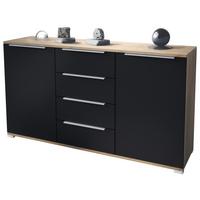 SIDEBOARD Linio Schwarz matt - Schwarz, Holzwerkstoff (138.5/75.5/35cm) - Vladon