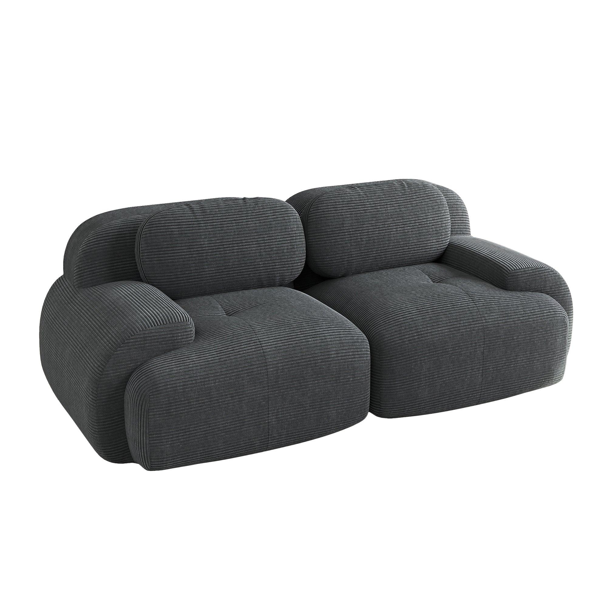 2-SITZER-SOFA in cordstoff rahmenloses design & modular kombinierbar - Grau, Textil (103/75/208cm) - Urban Meuble