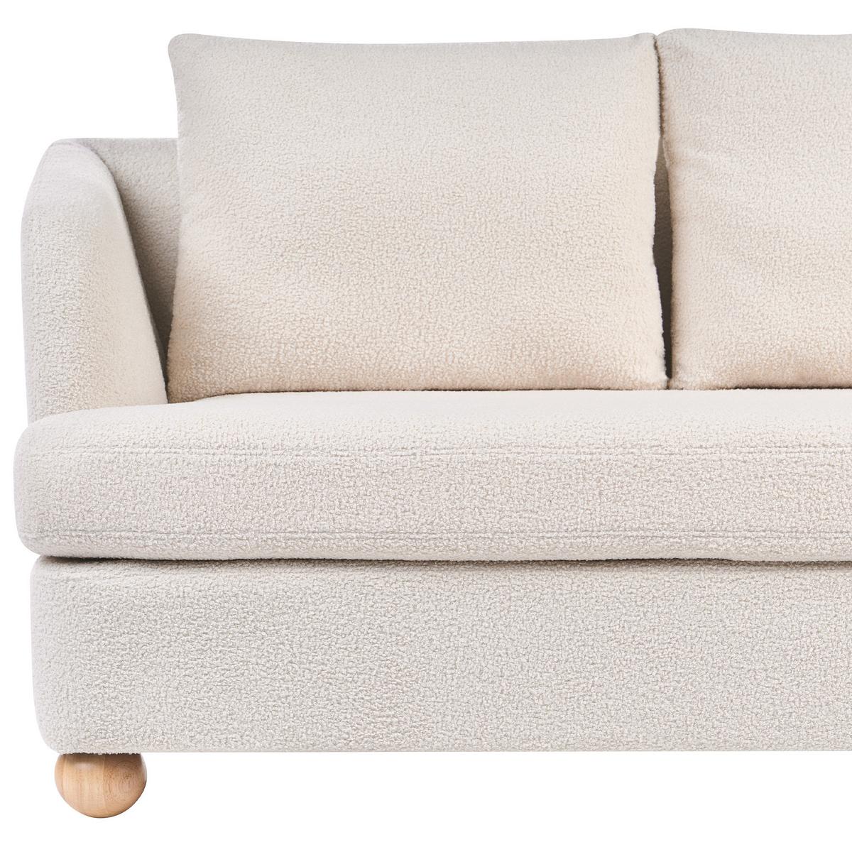 3-SITZER-SOFA Bouclé Cremeweiß Rattvik - Hellbraun, Textil (198/86/82cm) - Beliani