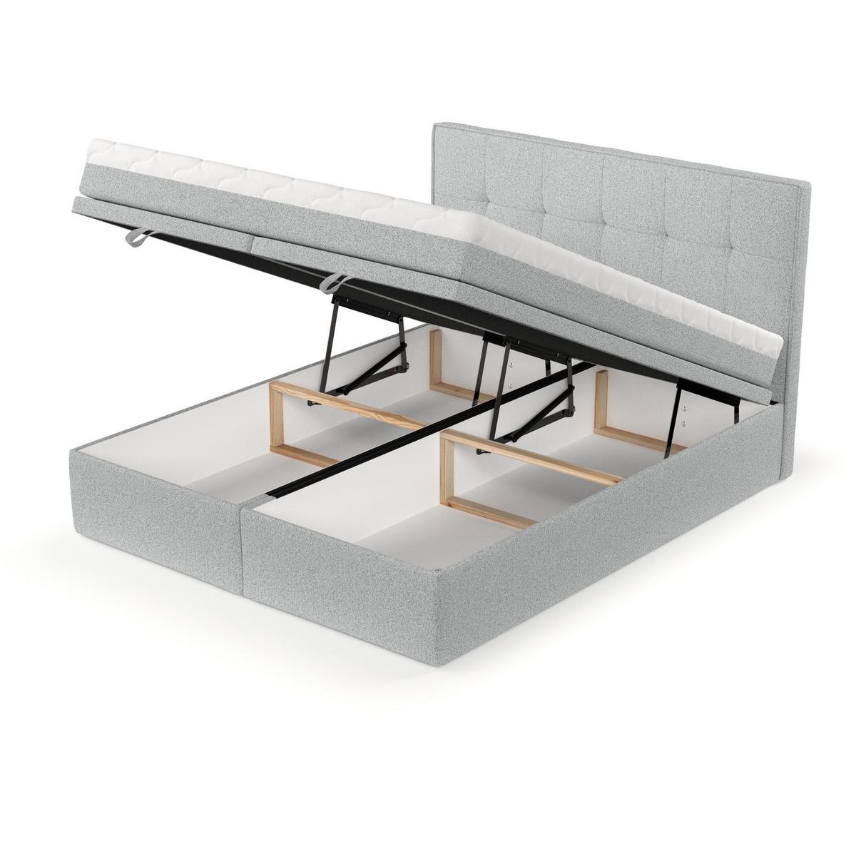 BOXBETT Arivo 140/200 cm Hellgrau im Riva Stoff - Hellgrau/Schwarz, Holz/Holzwerkstoff (140/200cm) - AltaBeds