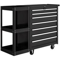 WERKSTATTWAGEN Werkzeugwagen mit 7 Schubladen abnehmbar Seitenregal Rollen - Schwarz, Metall (33.5/75/96cm) - HOMCOM