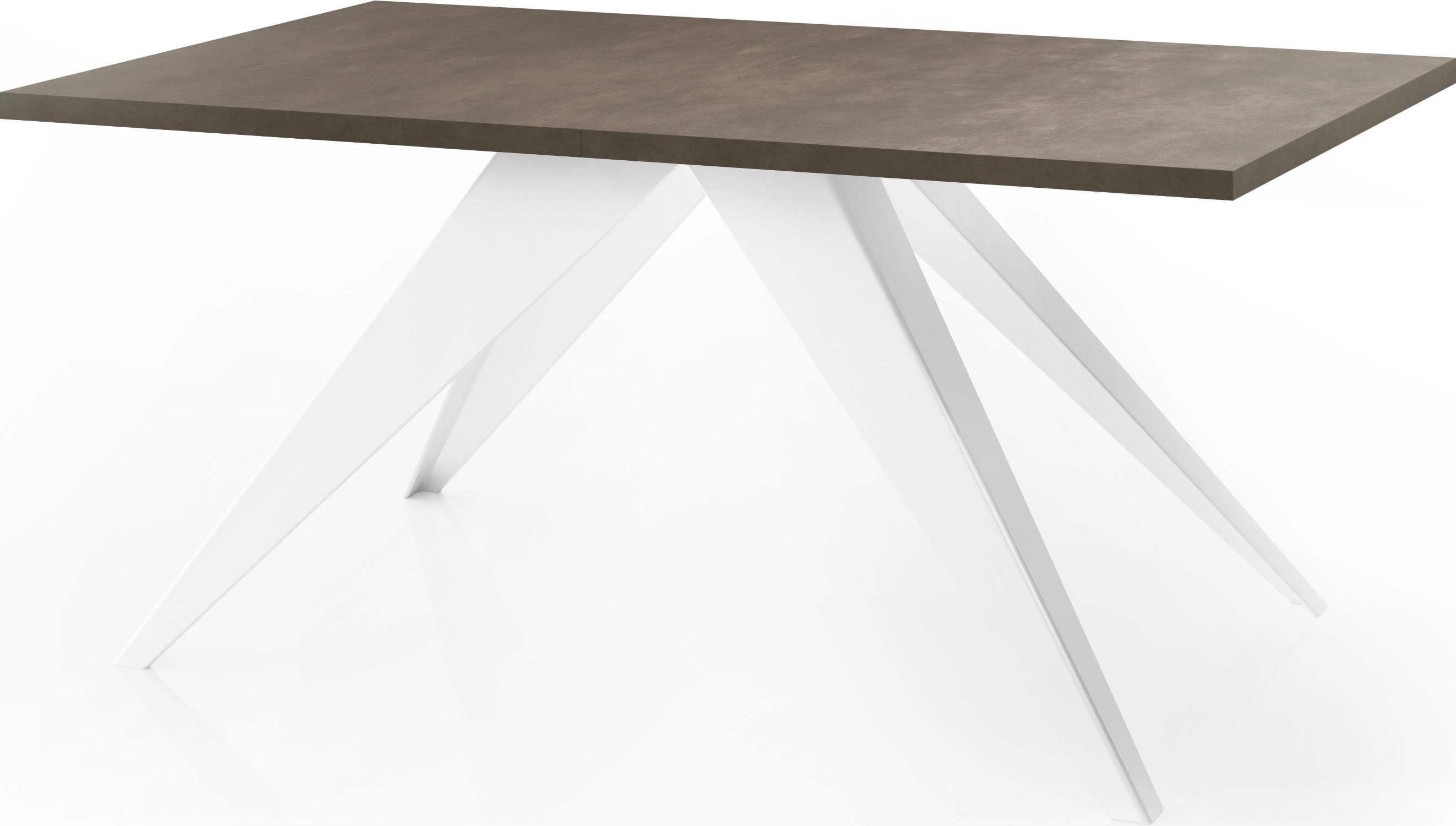 ESSTISCH Vance Weiß rechteckig ausziehbar, Dunkelgrauer Chicago Beton 160-260/90/76 cm - Dunkelgrau/Weiß, Holzwerkstoff/Metall (90/260/76cm) - WFL GROUP