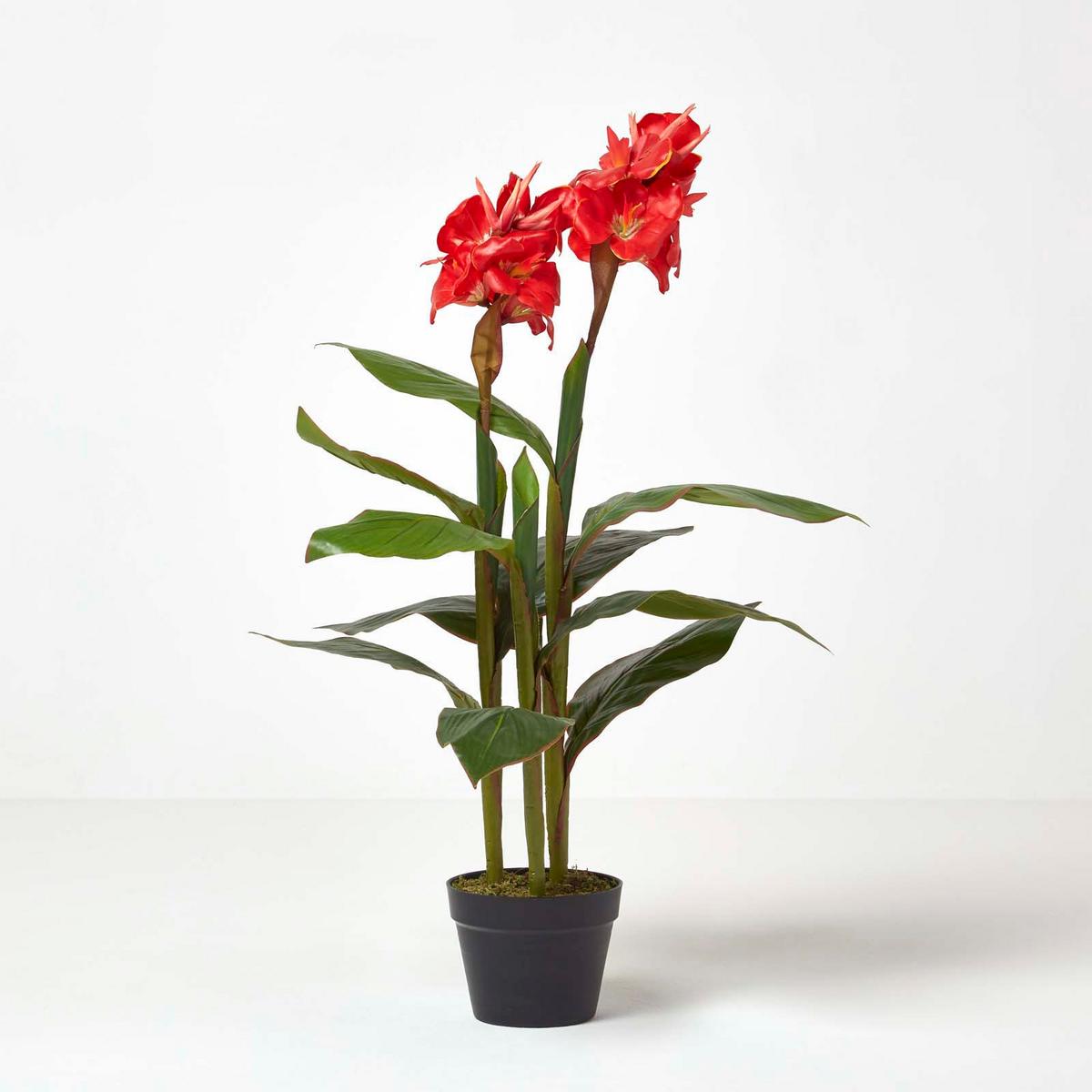 KUNSTBLUME Blumenrohr rot, 90 cm - Rot, Kunststoff (90cm) - Homescapes