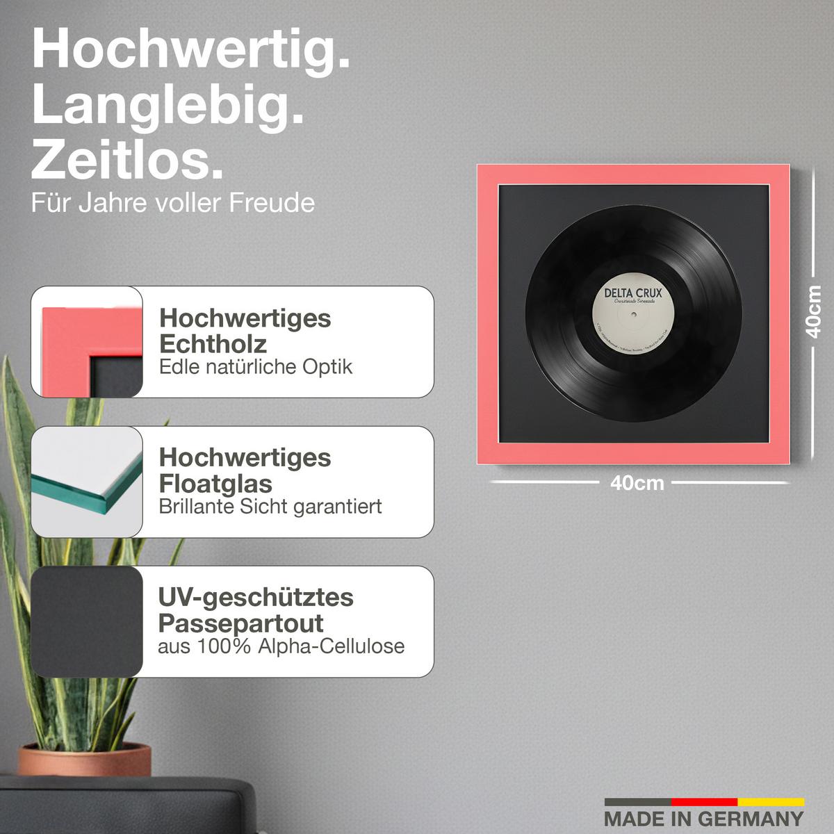 SCHALLPLATTEN BILDERRAHMEN 40/40 2er Set - Rot, Holz (40/40cm) - K-Möbel