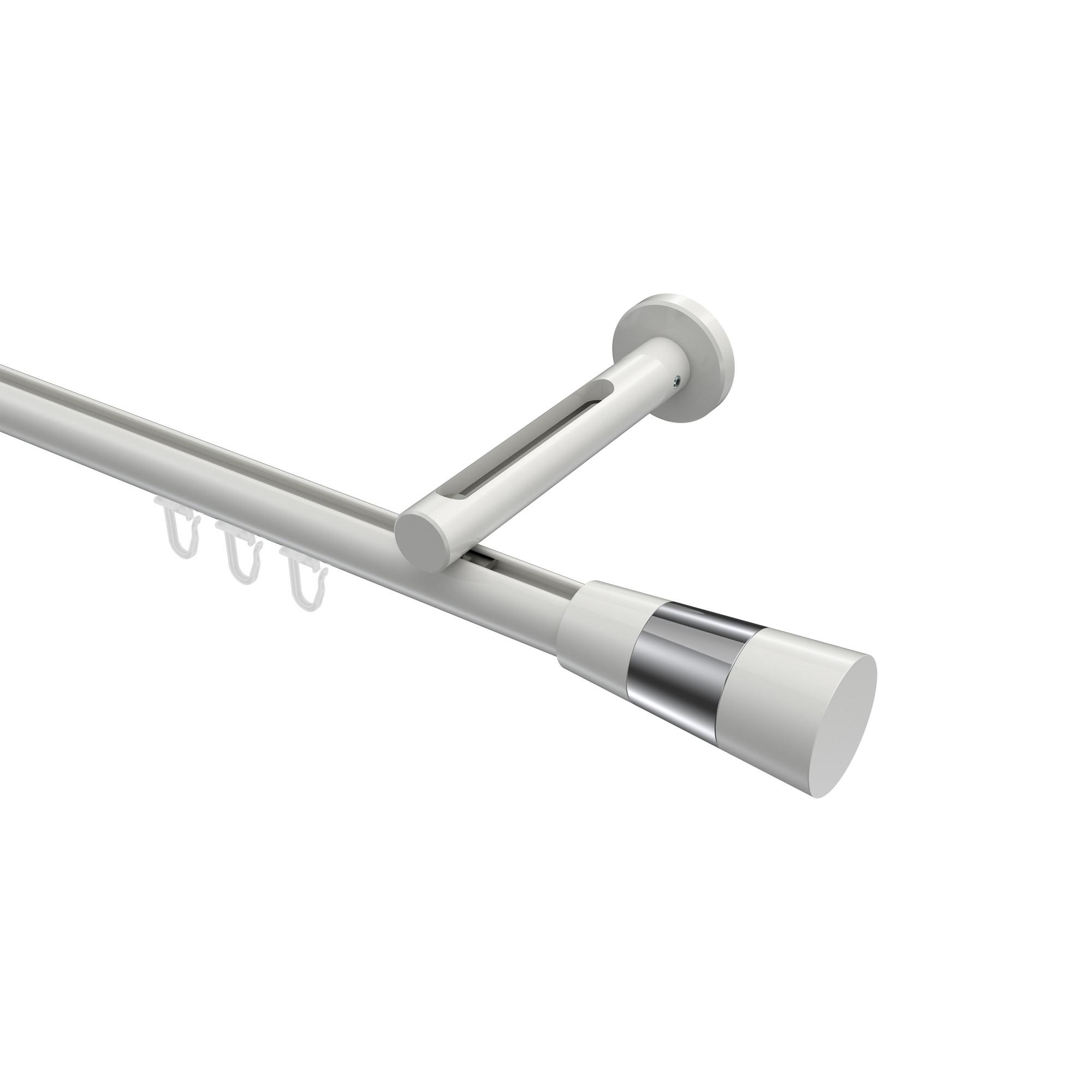 GARDINENSTANGE INNENLAUF Siteno Tanara 300 cm (geteilt in 3 x 100 cm), 1-läufig, 20 mm Ø Weiß - Chromfarben/Weiß, Metall (300cm) - INTERDECO