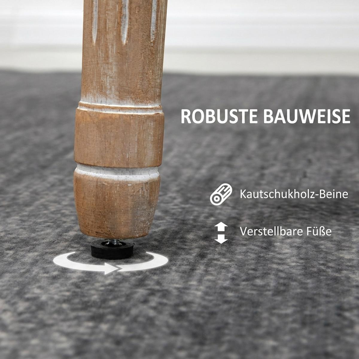 ESSZIMMERSTUHL 2er Set Schaumstoff Gummiholz Grau Natur - Naturfarben/Grau, Holz/Textil (56/96/49cm) - HOMCOM