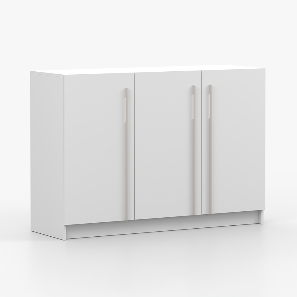 KOMMODE ROSA 3D, 134 cm, 134/94/43 cm, 3-türig, weiß - Kaschmir/Weiß, Holzwerkstoff (134/94/43cm) - imoebel24