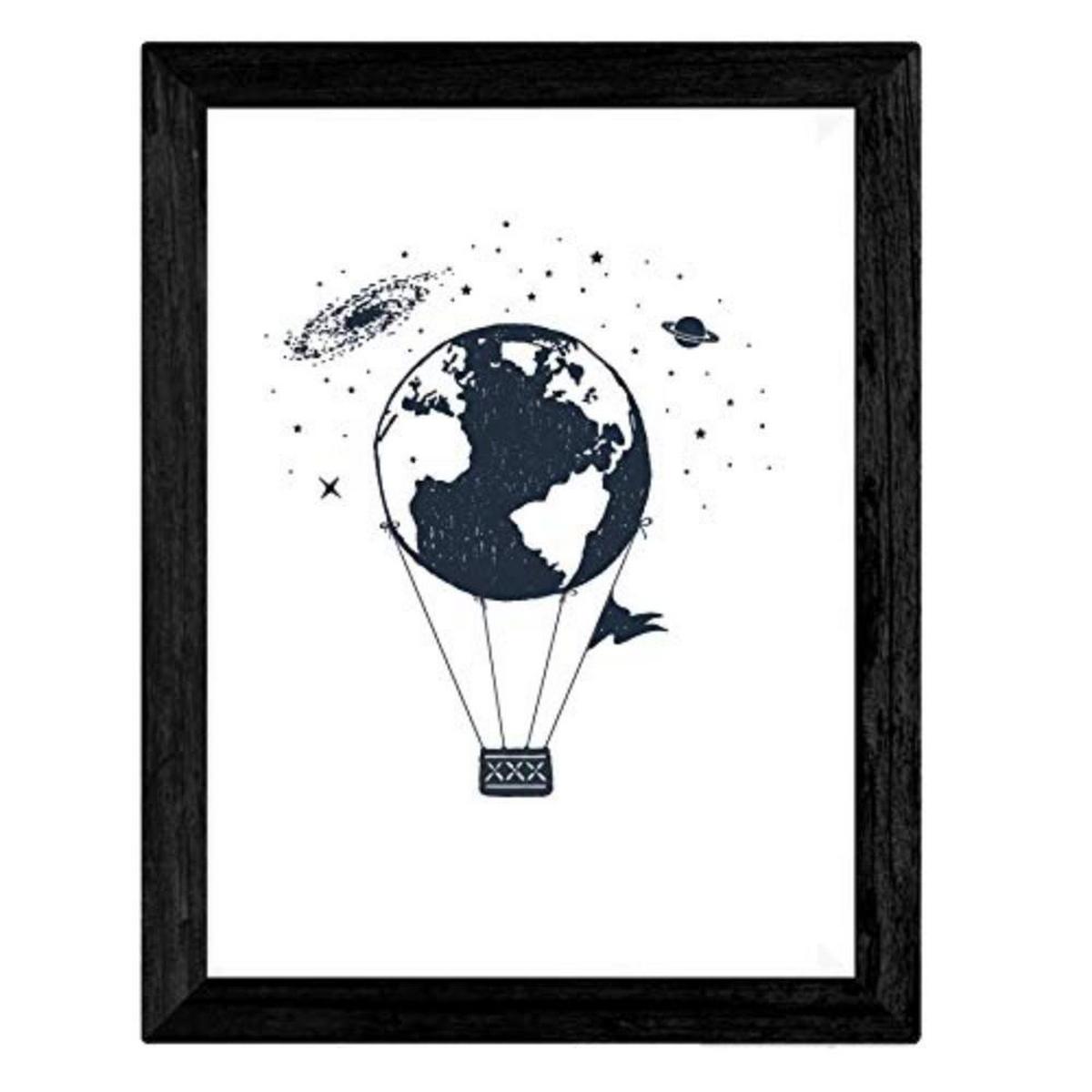 POSTER Set mit 4 Beginn des Erdraums A3 Schwarzer Rahmen - Schwarz, Papier (29.7/3cm) - Nacnic