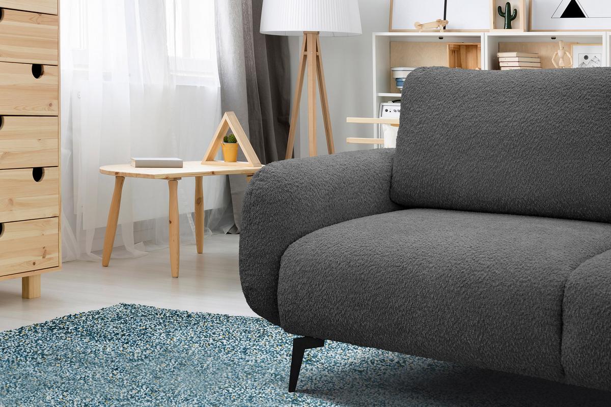 SOFA FEBE 3-Sitzer, dunkelgrau - Dunkelgrau/Schwarz, Holz/Textil (190/82/96cm) - Wozimo