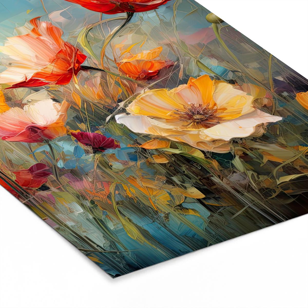 POSTER MIT RAHMEN Blumen - Aquarell - Kunst - Botanisch - Natur Posterleiste 60x80 cm - Orange, Papier (60/80cm) - MuchoWow