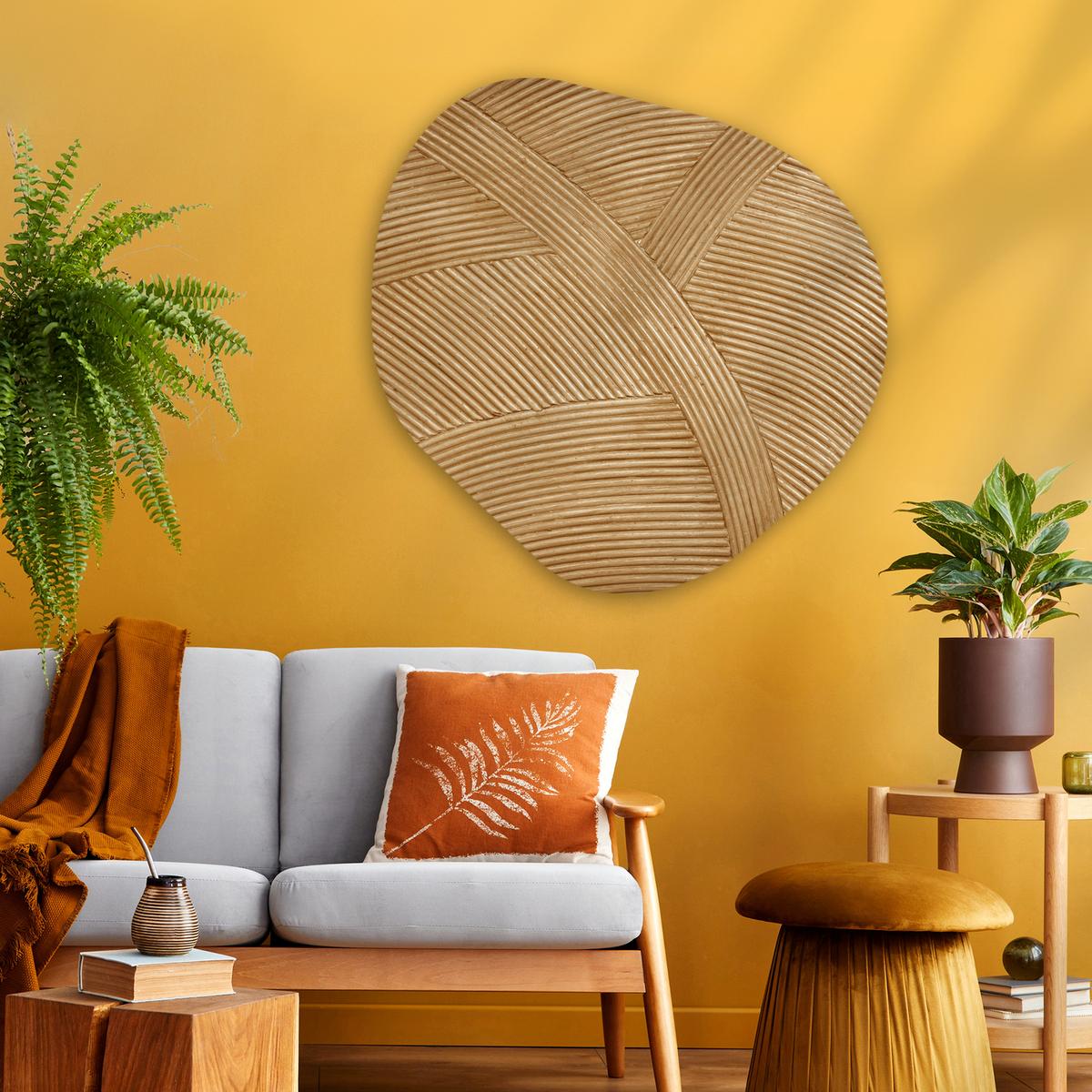 WANDBILD Struktur - Natur - Kunst - Rattan Room Decor 90x90 cm - Naturfarben, Kunststoff (90/90cm) - MuchoWow