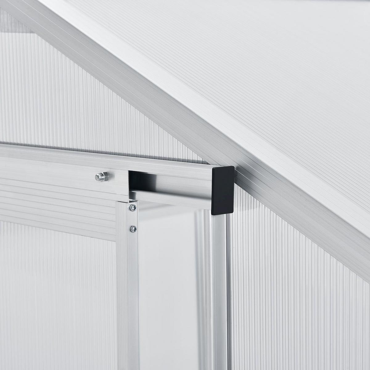 GEWÄCHSHAUS GH250F1 Aluminium 4,75m² - Silberfarben, Metall (190/195/253cm) - Juskys