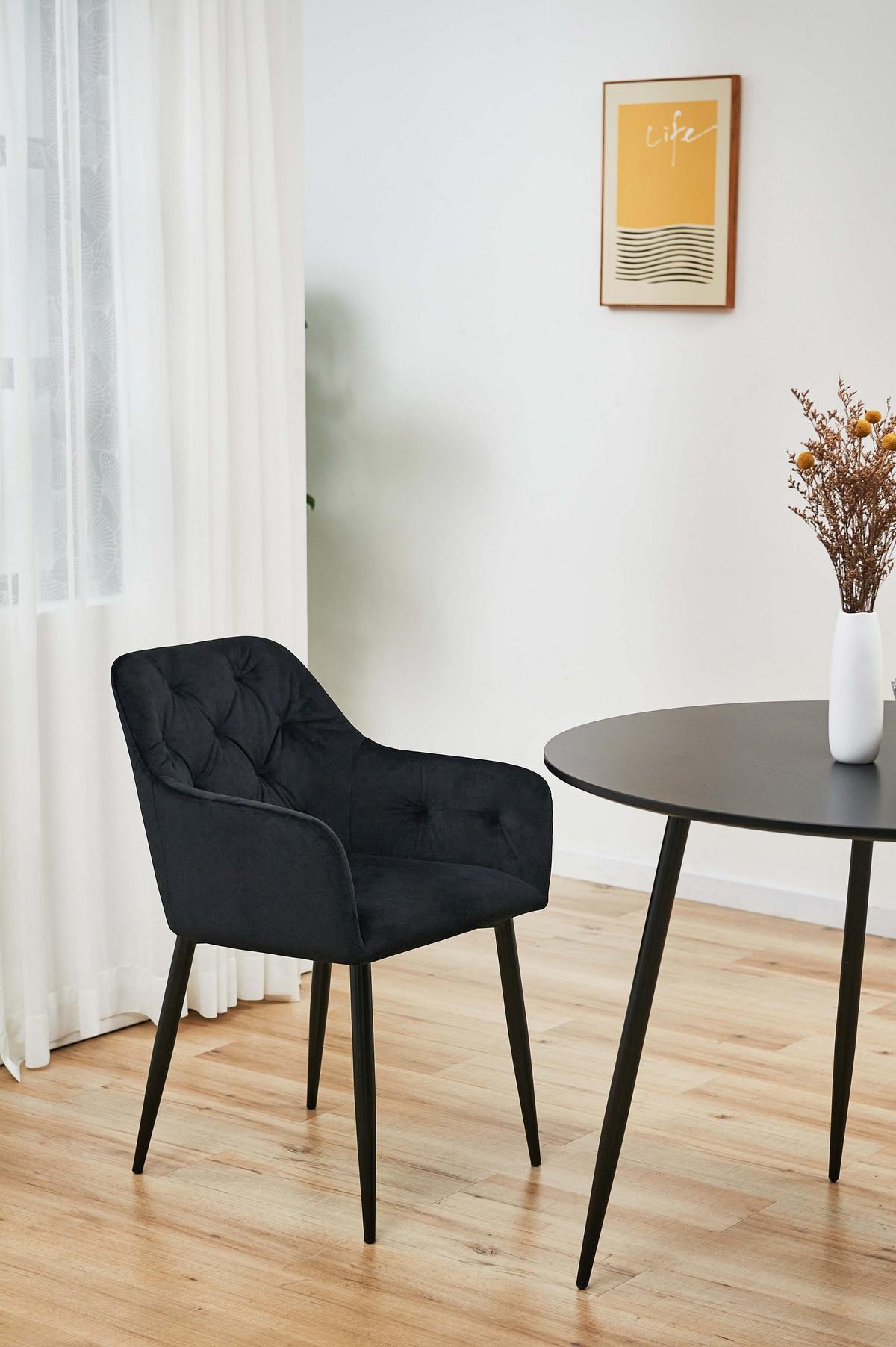 POLSTERSTUHL 2er Set, Metallbeine Schwarz 55/81/58,5 - Schwarz, Textil (55/81/59cm) - RAUMHIRSCH FURNITURE