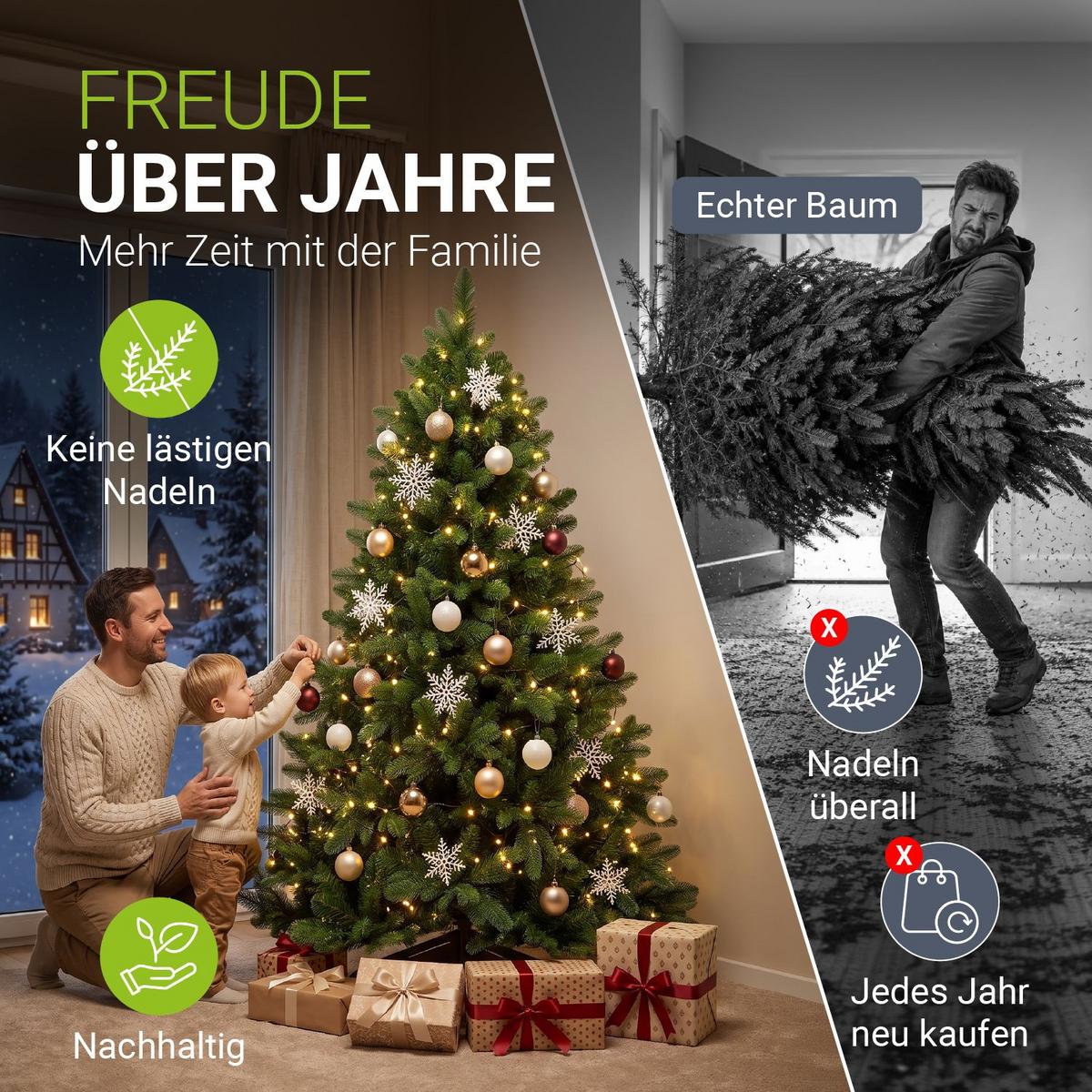 WEIHNACHTSBAUM Norvi grün 150cm - Grün, Kunststoff (150cm) - Juskys