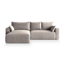ECKSOFA FORIL P Beige Kordstoff mit Schlaffunktion - Beige/Grau, Holz/Kunststoff (265/178cm) - MASSENO