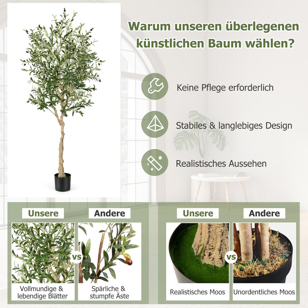 OLIVENBÄUME Künstliche 182 cm Grün - Grün, Kunststoff (182cm) - COSTWAY
