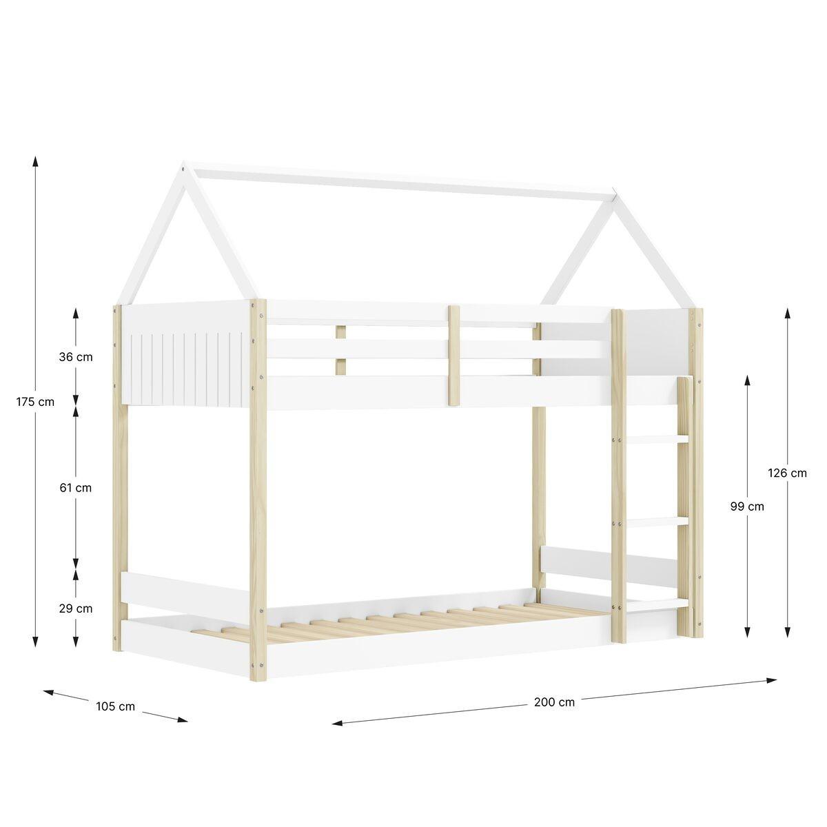 ETAGENBETT Sila Weiß 197.4/103.4/174.9 cm - Weiß, Holz (190/90cm) - Calicosy