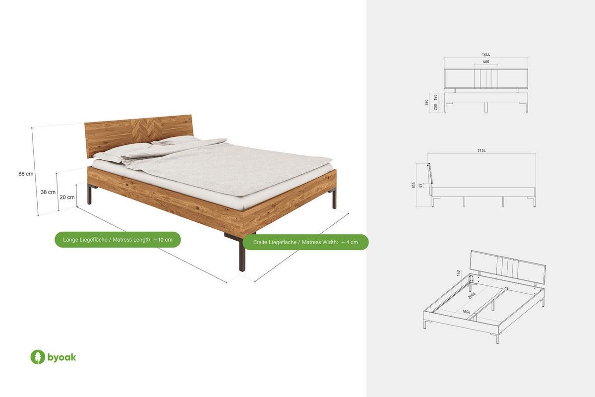 BETT LEON 2 80x200 Wildeiche - Wildeiche, Holz (80/200cm) - byoak