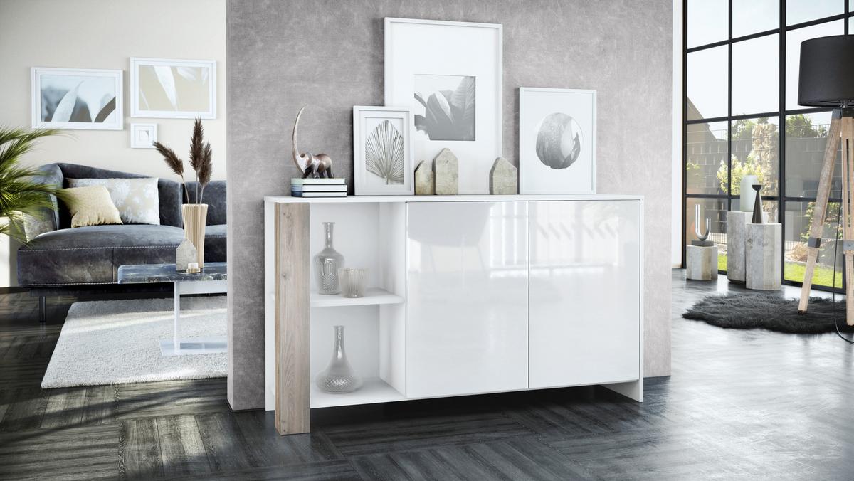 SIDEBOARD Canto Eiche Nordic - Silbereichenfarben, Holzwerkstoff (143/81/36cm) - Vladon