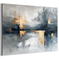 METALLBILD Kunst - Grau - Gold - Abstrakt 30x20 cm - Dunkelgrau, Metall (30/20cm) - MuchoWow