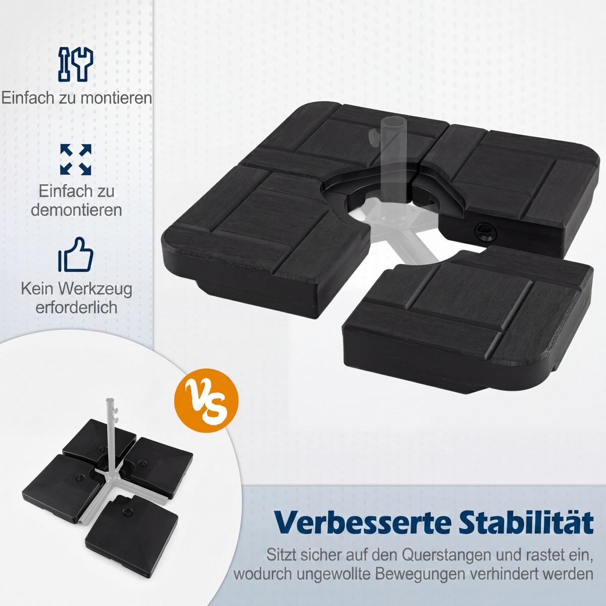 SONNENSCHIRMSTÄNDER 48L schwarz - Schwarz, Kunststoff (80/80cm) - COSTWAY