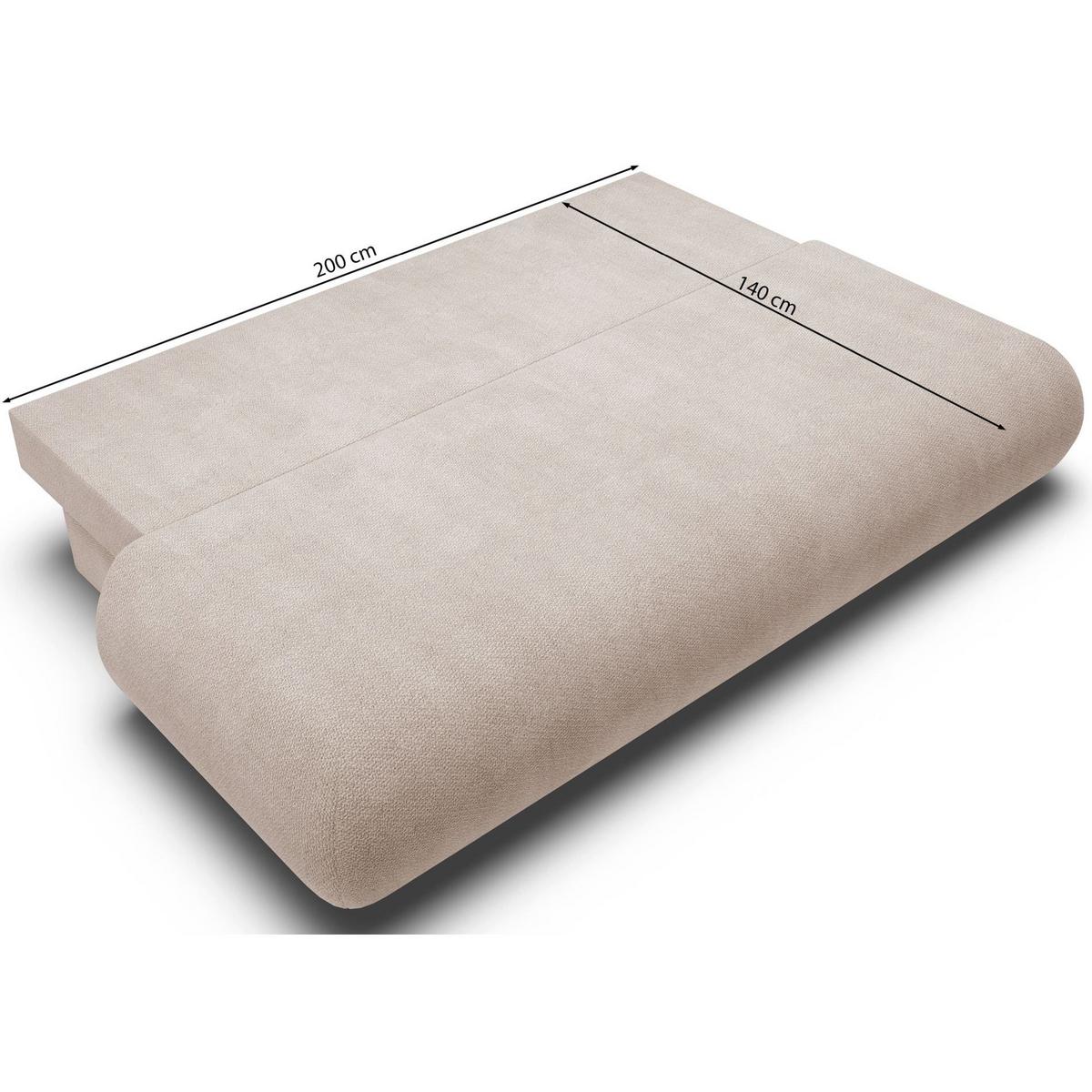3-SITZER SCHLAFSOFA Beige Chenille - Beige/Schwarz, Kunststoff/Textil (214/74/100cm) - Selsey